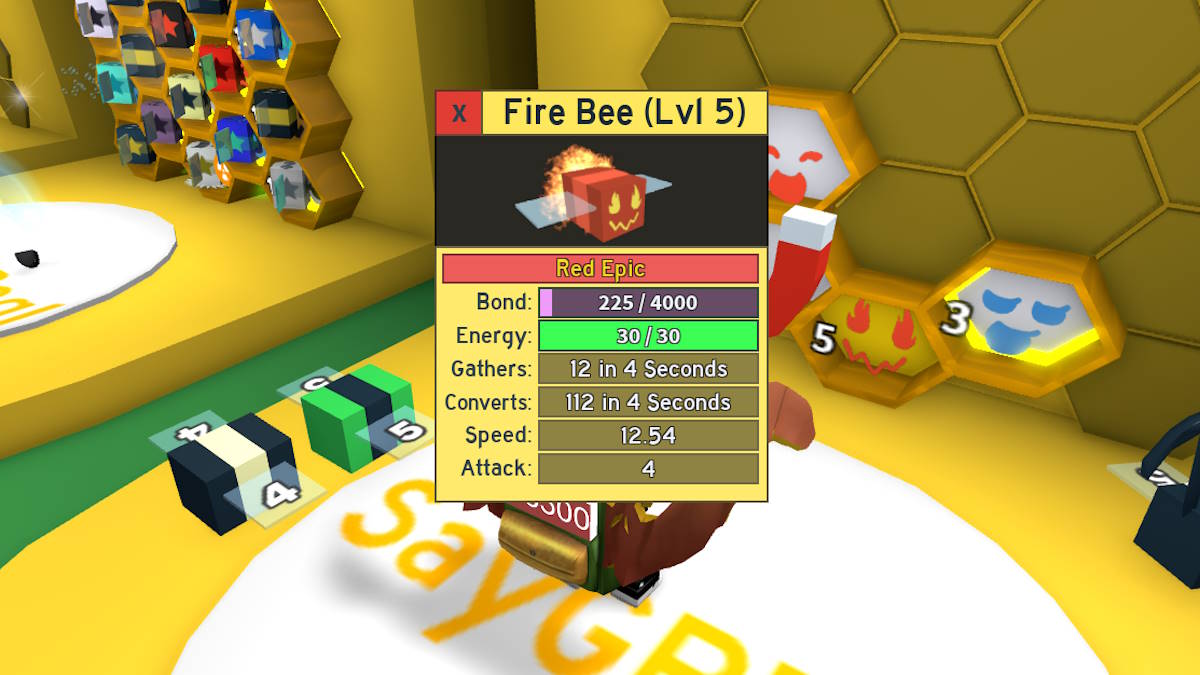 Epic bee in Roblox Bee Swarm Simulator