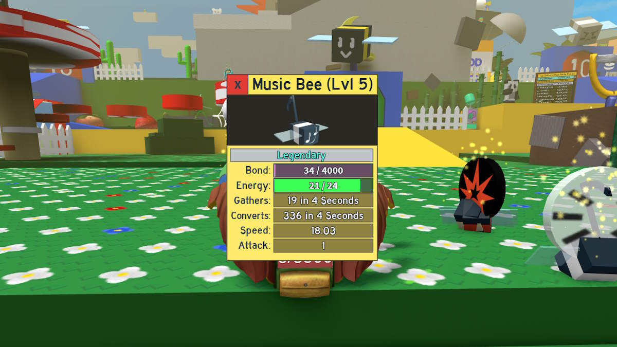 A legendary bee in Roblox Bee Swarm Simulator