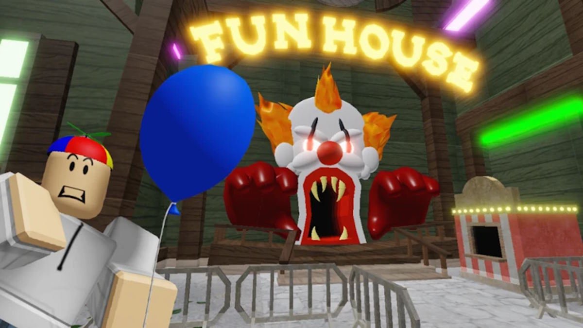 Entering the fun house in Roblox Escape The Carnival Of Terror Obby