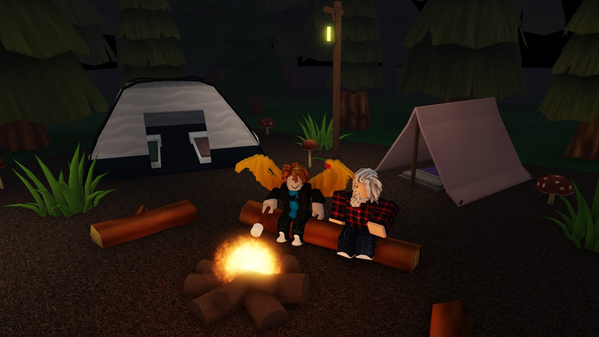 The opening camping sequence in Roblox Spider