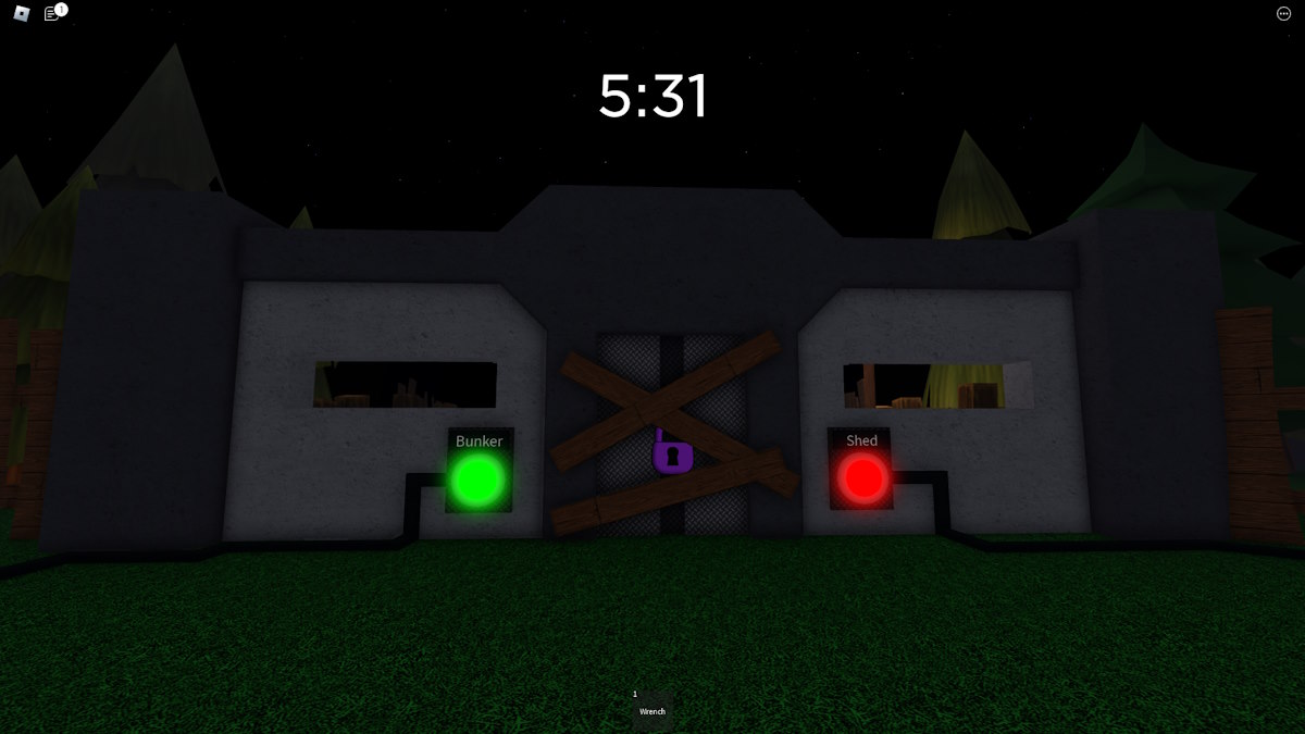 In front of the gate in Roblox Spider