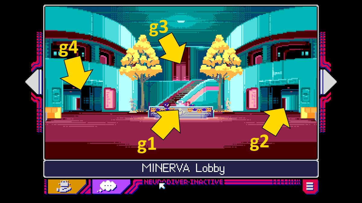 the MINERVA lobby in Read Only Memories: Neurodiver