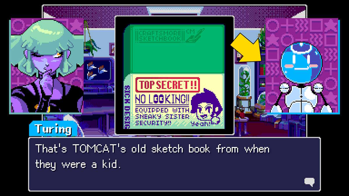 finding the sketchbook in Turing's room in Read Only Memories: Neurodiver