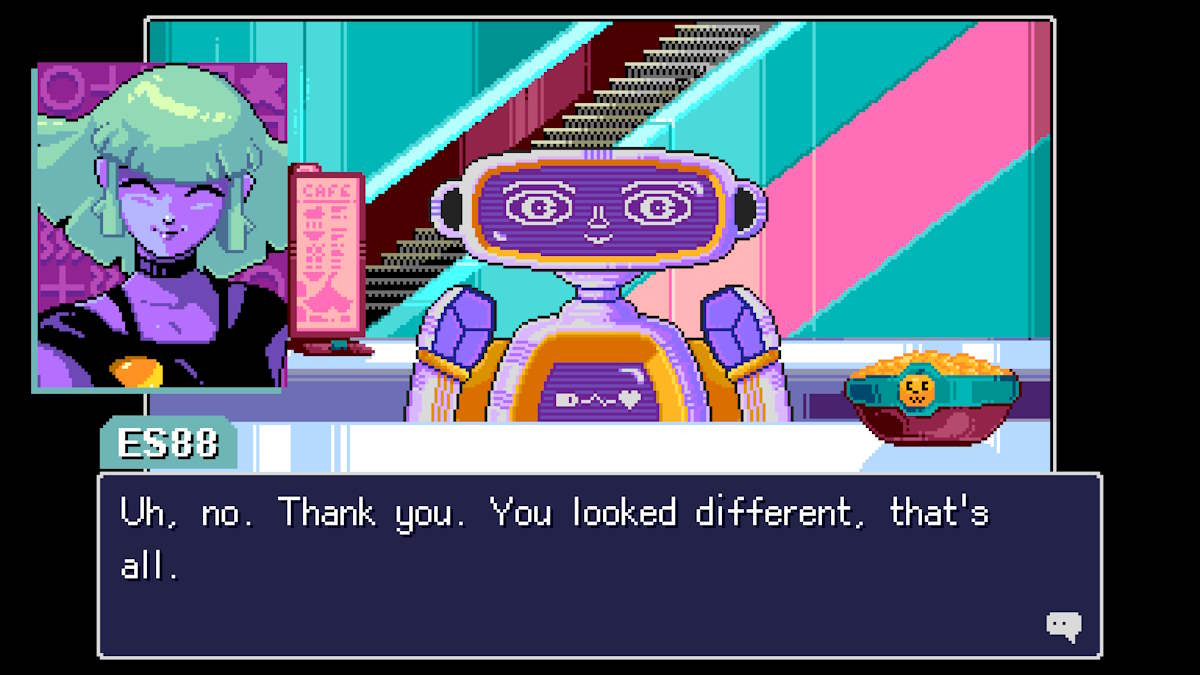 speaking to Lucy in Read Only Memories: Neurodiver