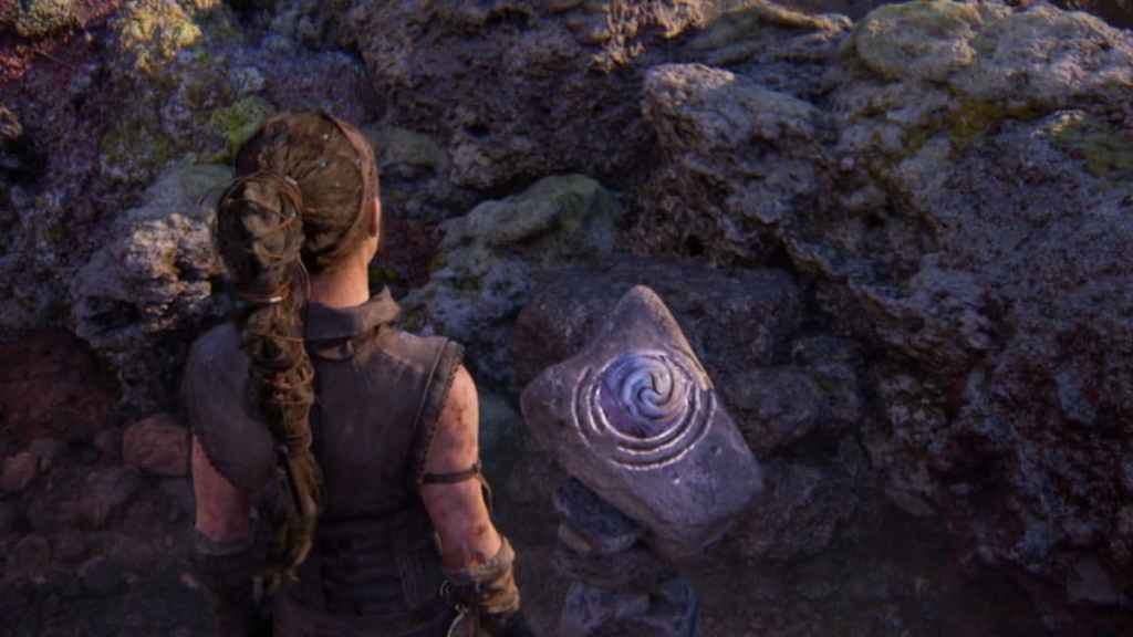 Stone offering for the first Hiddenfolk test in Senua's Saga: Hellblade II
