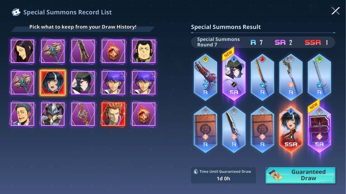 Special Summons Results page in Solo Leveling Arise