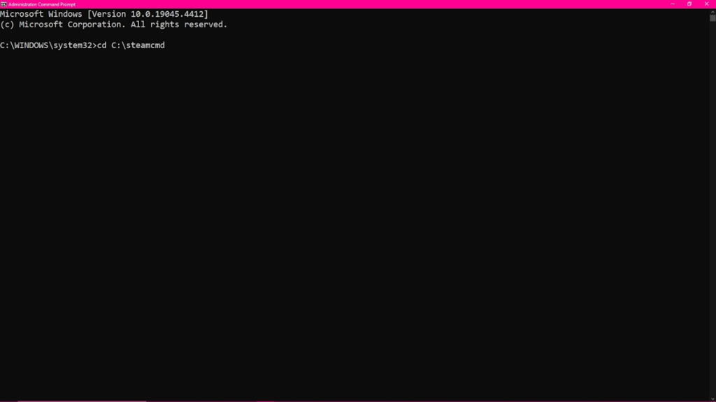 The first command prompt entry for setting up a dedicated server in Soulmask.