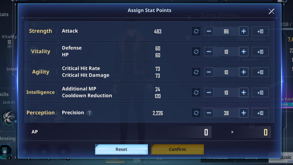 Best stats to add for Sung Jinwoo in Solo Leveling ARISE - Pro Game Guides