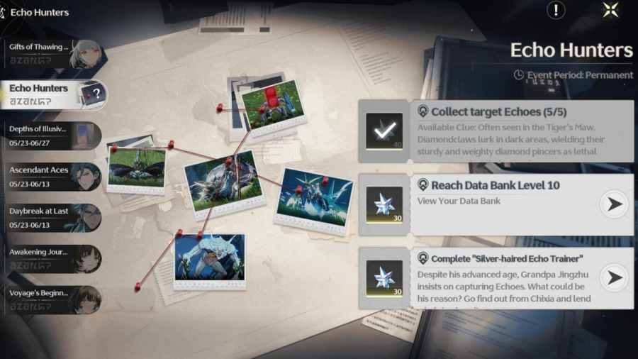 Wuthering Waves Echo Hunter event page