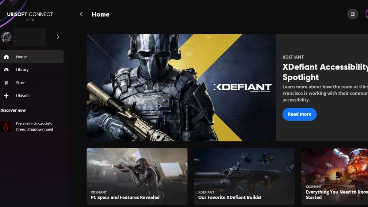 Ubisoft Connect home page