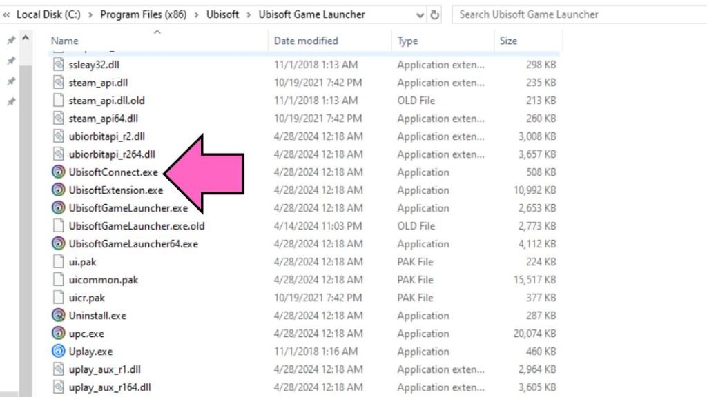 Ubisoft Connect launcher in program files