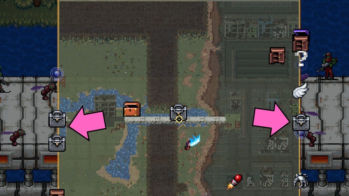 Weapon Power Up icons mark on a map in Vampire Survivors