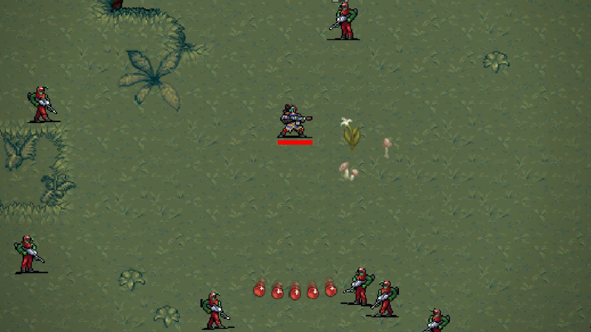 Operation Guns character Ariana fighting in Vampire Survivors