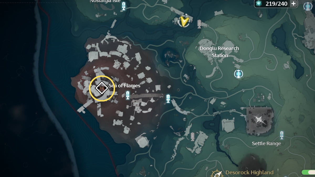 Wuthering Waves circle showing inferno rider location