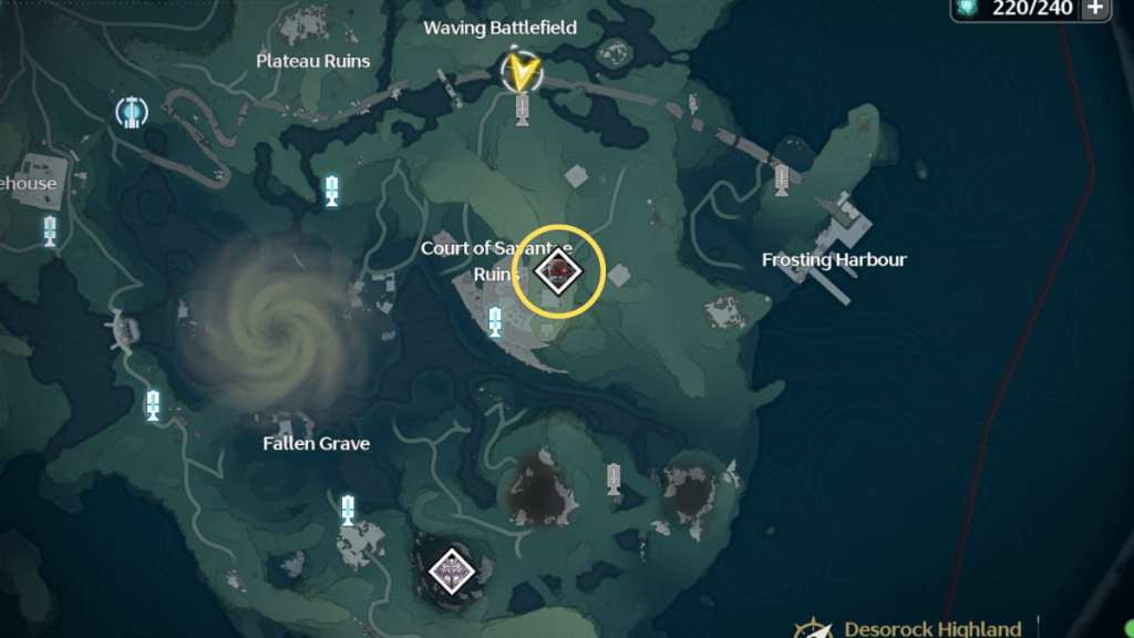 Wuthering Waves circle showing mech abomination location