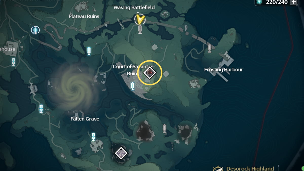 Wuthering Waves circle showing a mecha hideous place