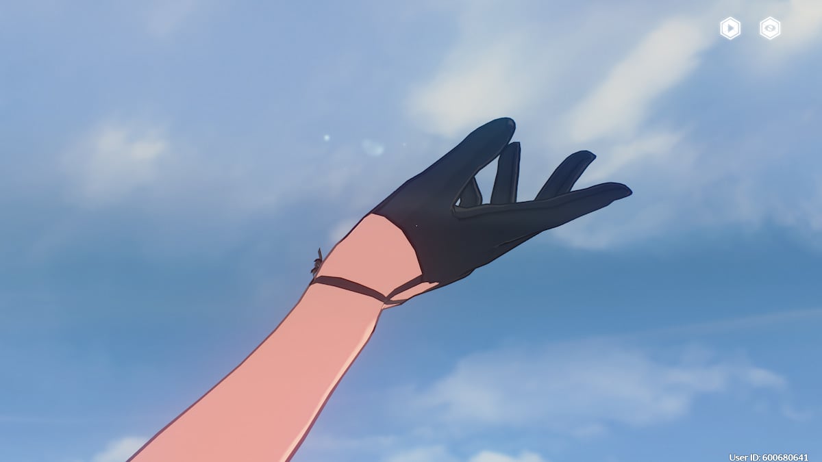 A hand making a unique gesture during a cutscene in Wuthering Waves.