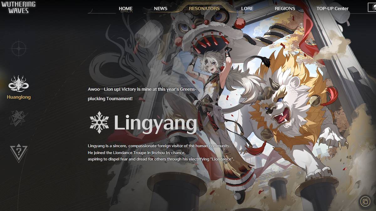 The official Wuthering Waves page for Lingyang.