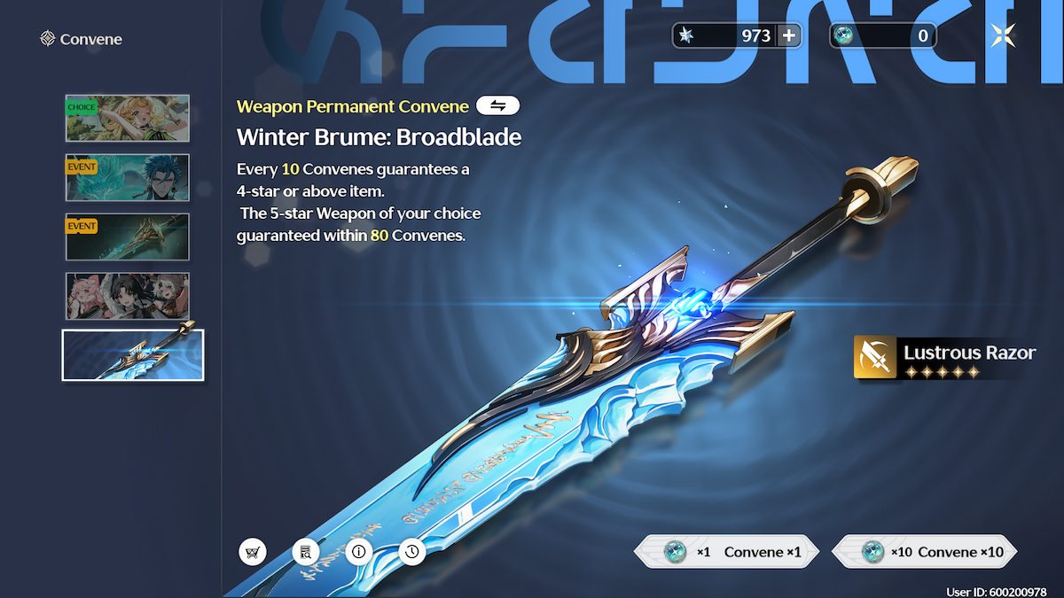 The permanent weapon convene banner in Wuthering Waves.