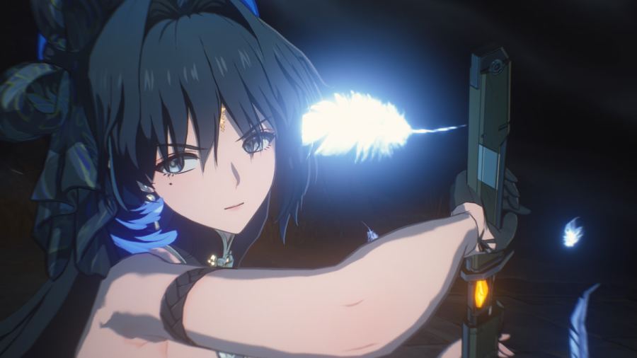 A character unleashing her ultimate ability during combat in Wuthering Waves