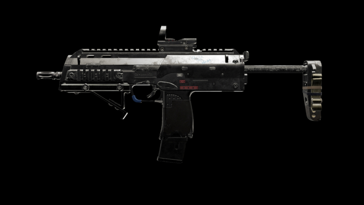 A close up detailed view of the MP7 submachine gun in XDefiant.