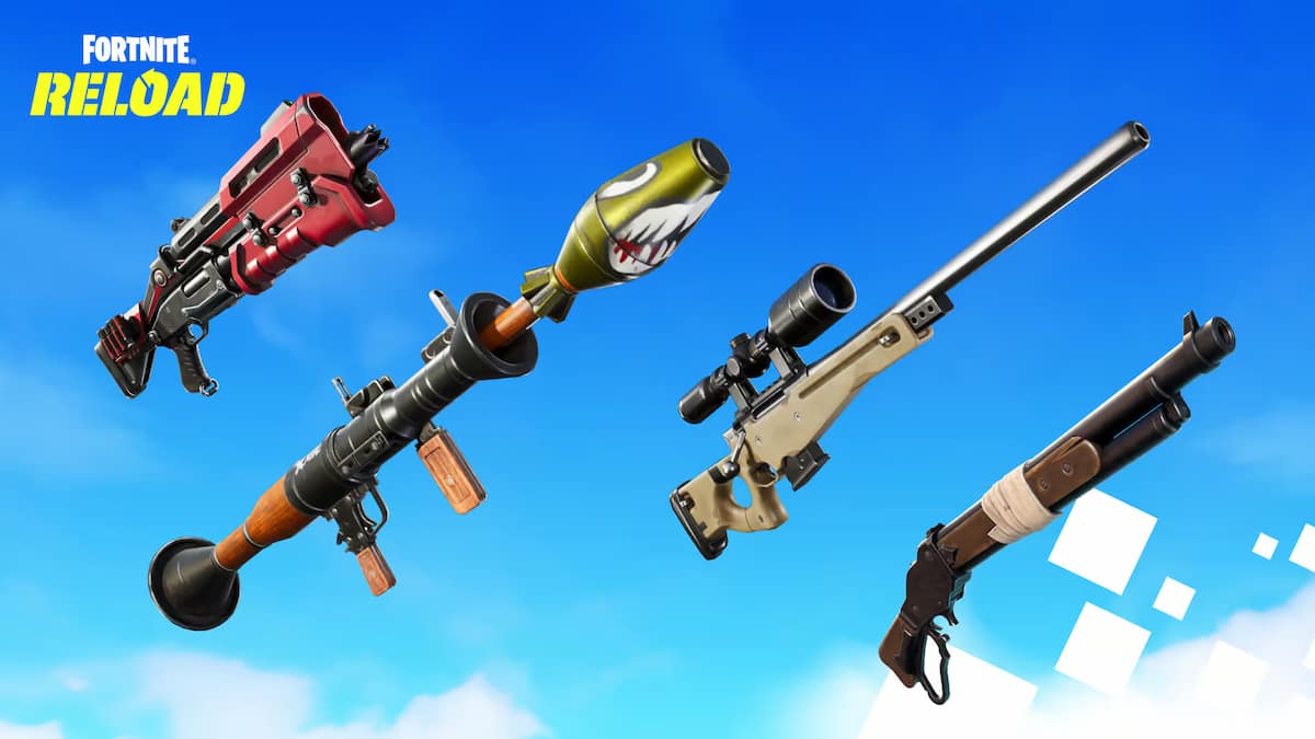 Multiple Fortnite OG Reload weapons in the frame