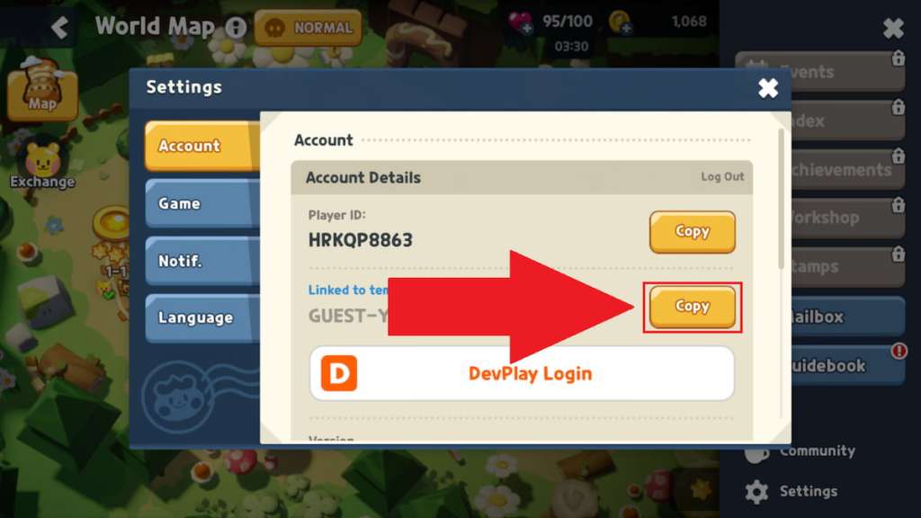 Cookie Run Tower of Adventures Account Settings