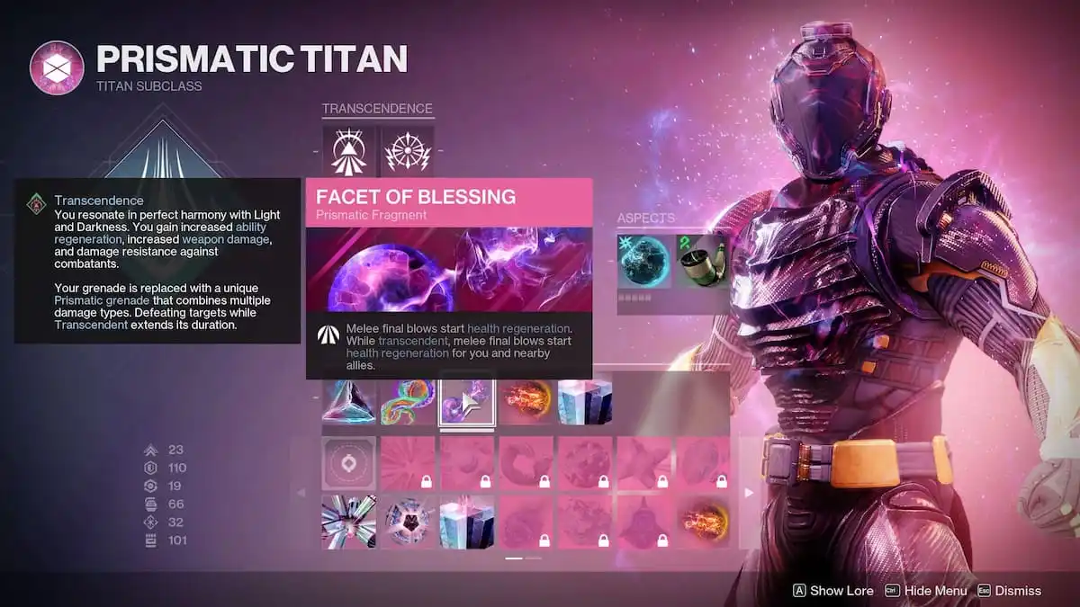 Prismatic Titan Facet of Blessing in Destiny 2