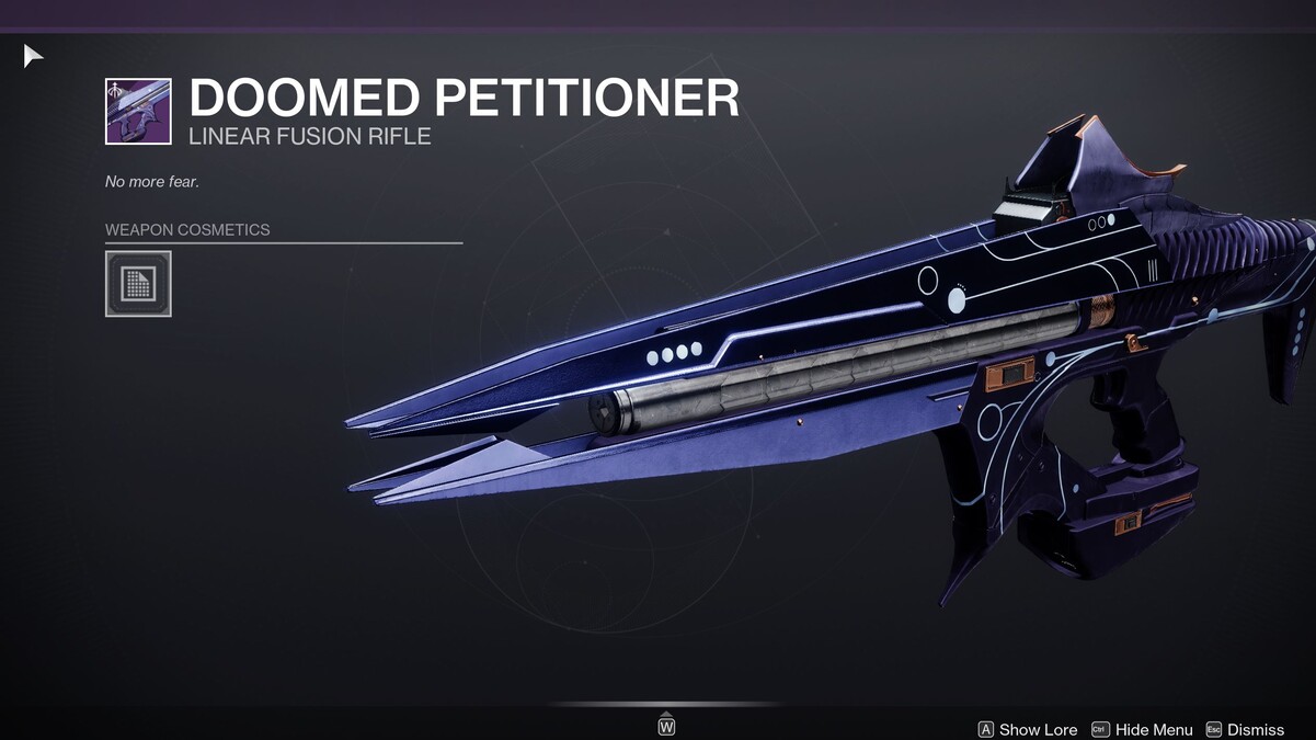 Doomed Petitioner Linear Fusion Rifle in Destiny 2