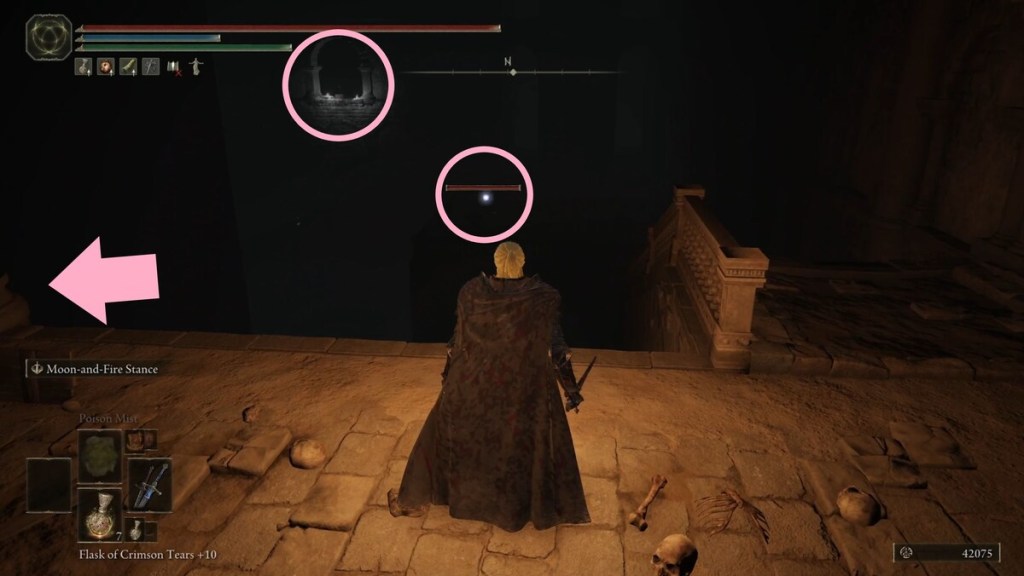 Directions highlighted in the Darklight Catacombs in Shadow of the Erdtree