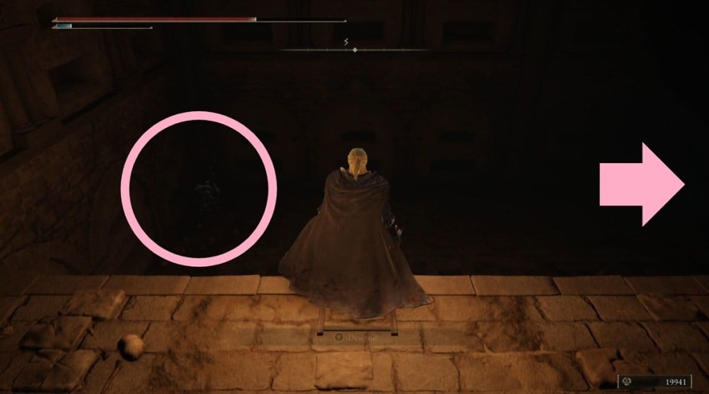 Clues showing a hidden enemy and nearby wizard in Shadow of the Erdtree