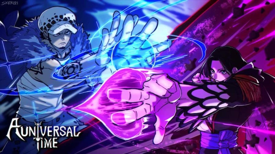 Two characters fighting each other in A Universal Time
