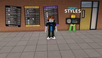 A player standing in front of the Styles NPC in Fight in a School