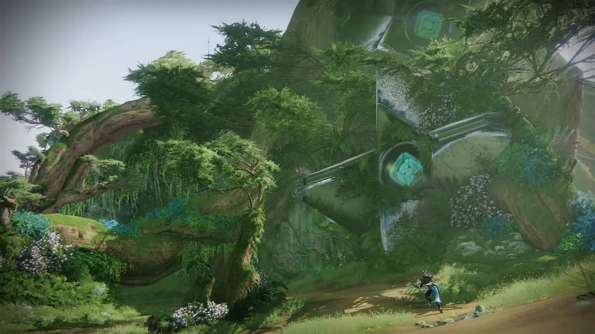 A player climbing a hill to find a Ghost in Destiny 2