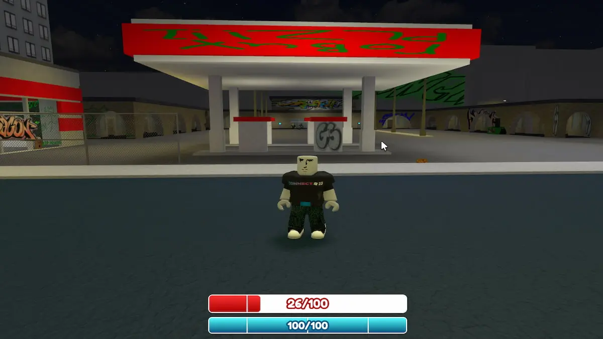 A player ready to fight in Roblox Baddies