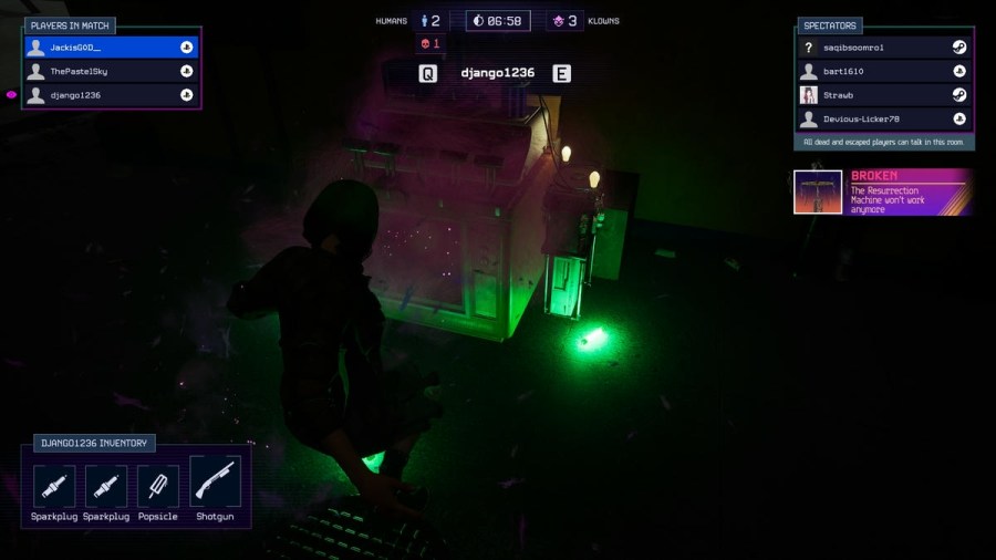 Teammate's inventory in Killer Klowns from Outer Space