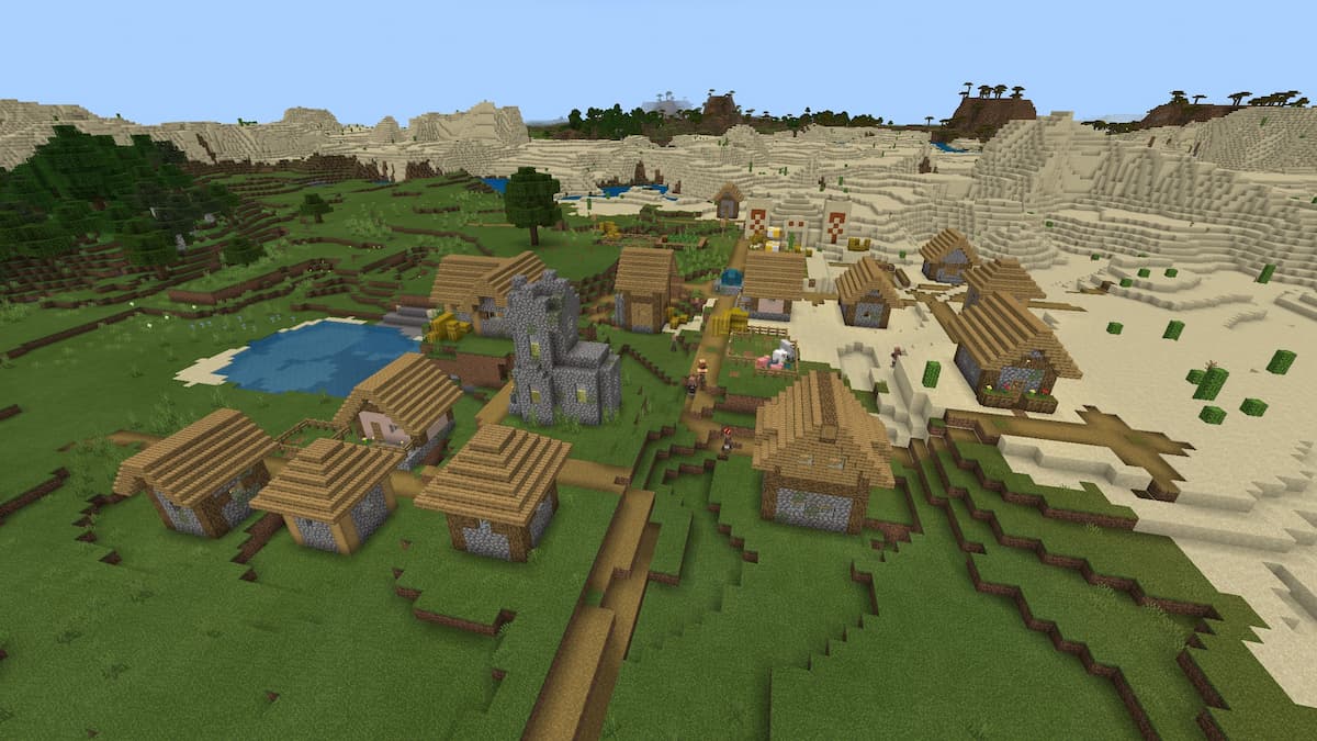 A Plains Village next to a Desert Temple