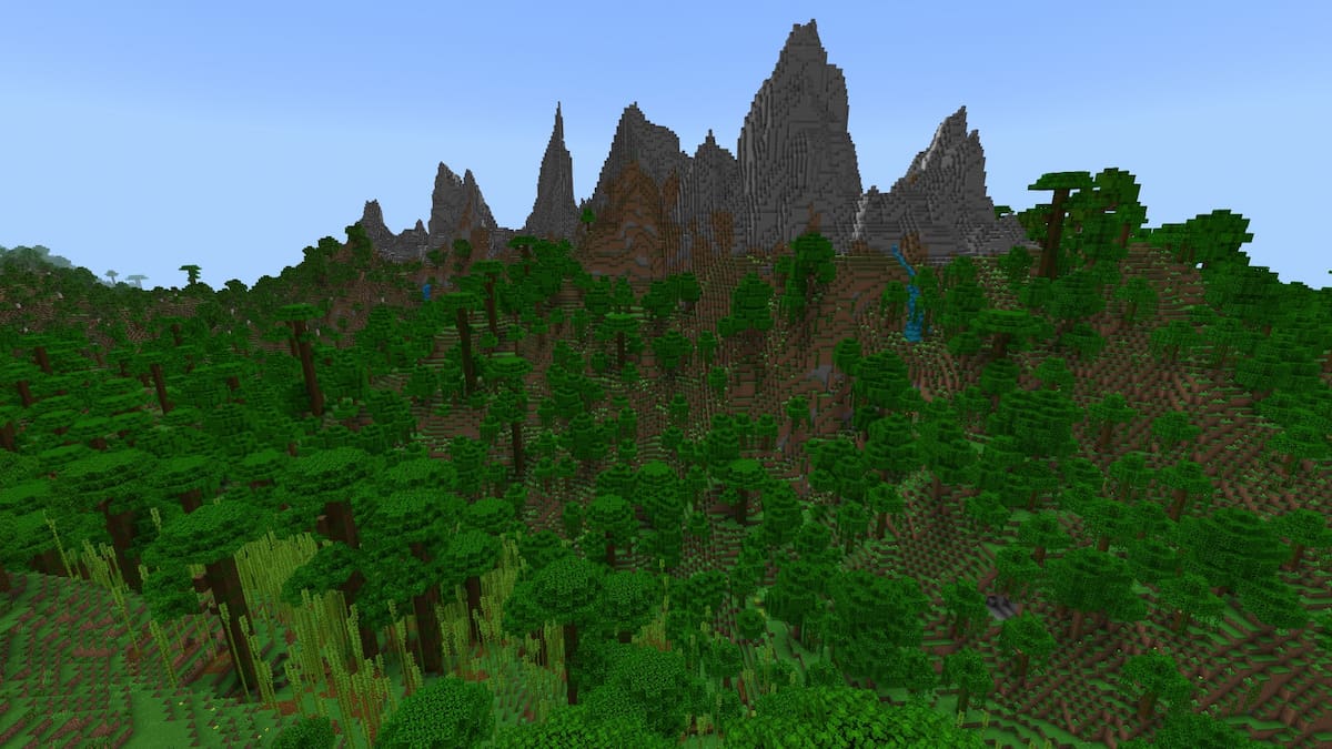 A Stony Mountain wall at the edge of a minecraft Jungle