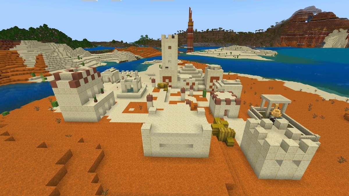 A Desert Temple that has merged with a Desert Village's watchtower