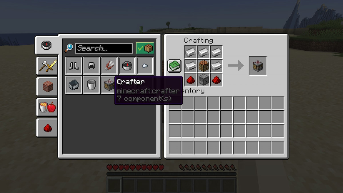 The crafting recipe for an Autocrafter in Minecraft