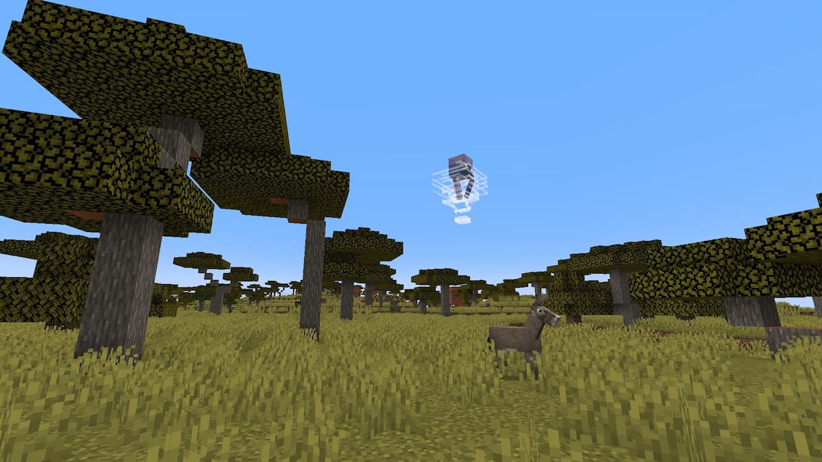 A Breeze mob jumping in Minecraft