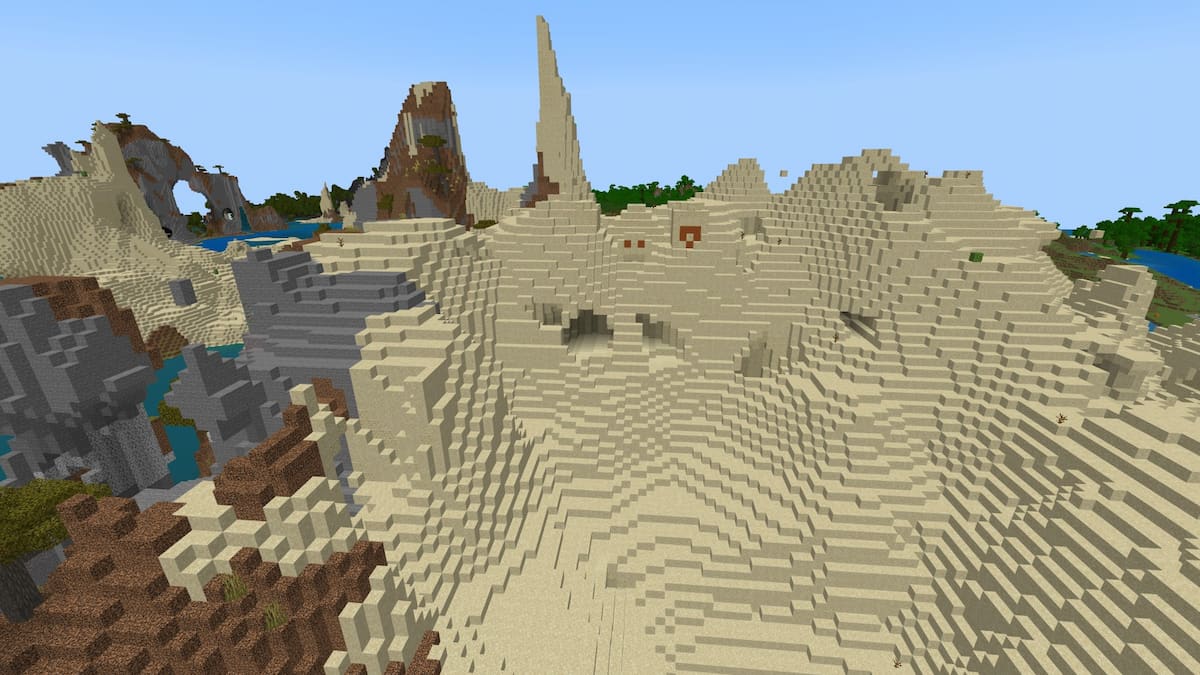 A Desert Temple that has merged with a Windswept Savanna biome