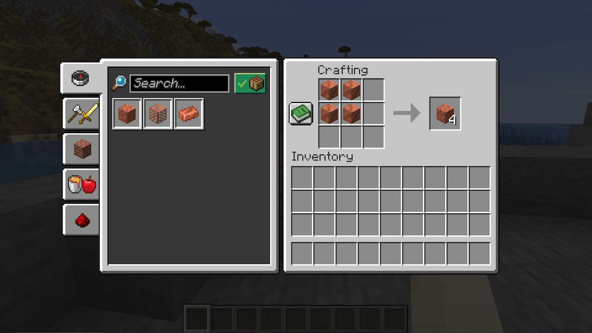 The crafting recipe for Chiseled Copper in Minecraft