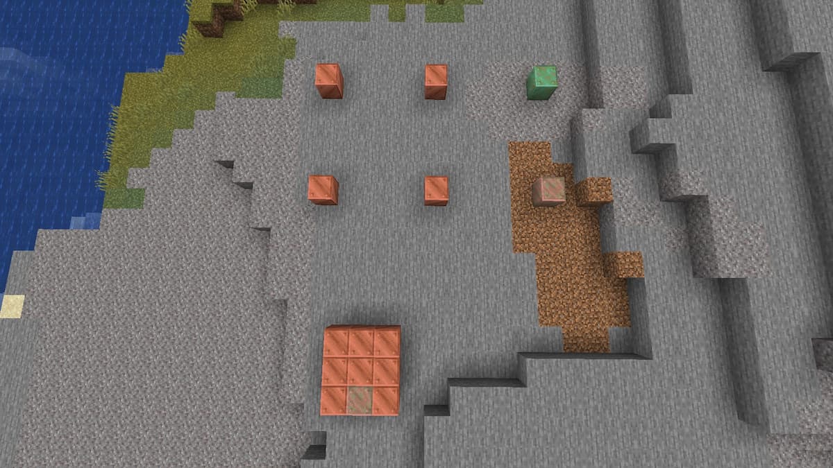 Copper blocks oxidizing in Minecraft