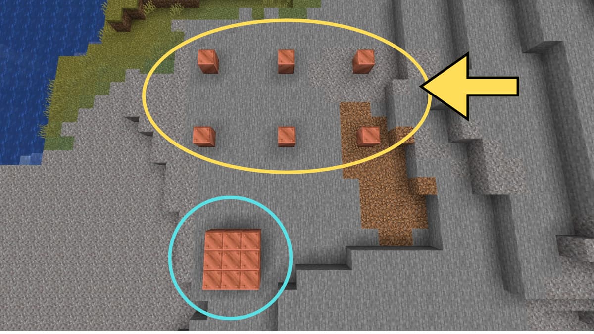 Placing Copper Blocks on the ground so that they can oxidize in Minecraft