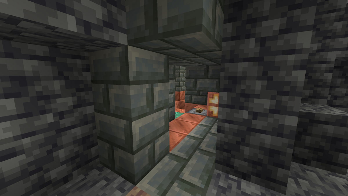 Digging through the wall of a Trial Chamber in Minecraft