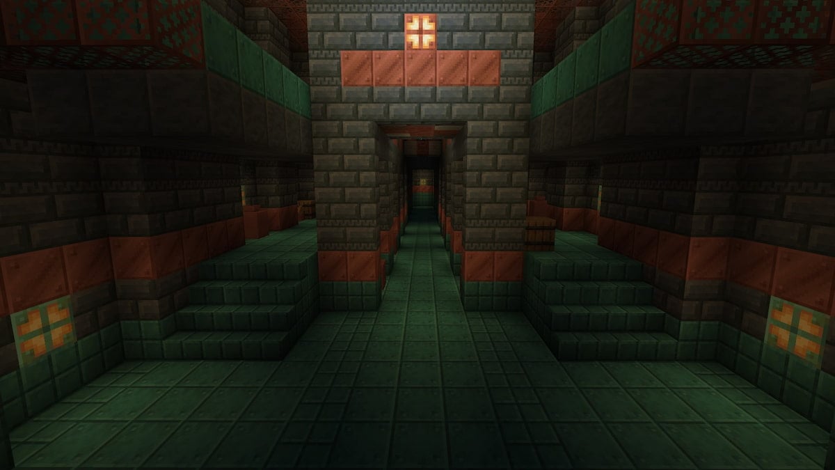 The central chamber of a Trial Chambers structure in Minecraft