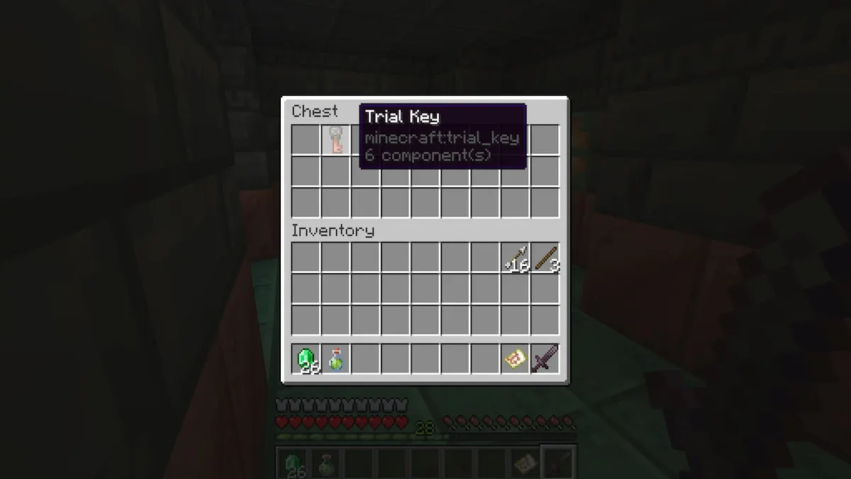 A Trial Key in a chest within a Trial Chamber