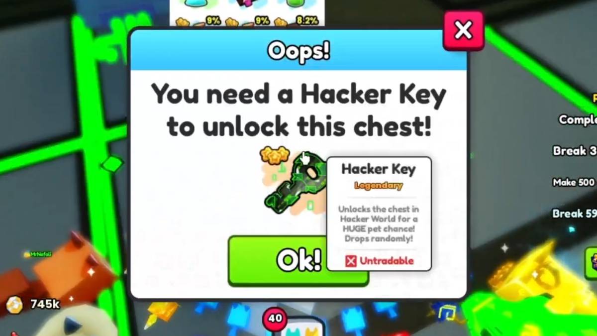 Hacker Key prompt in Pet Simulator 99