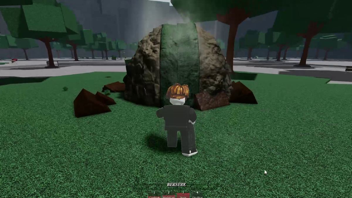 Roblox character standing in front of Stone Coffin in Strongest Battlegrounds